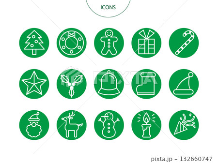 クリスマス　アイコン ピクトグラム　ベクター イラスト　セット 132660747