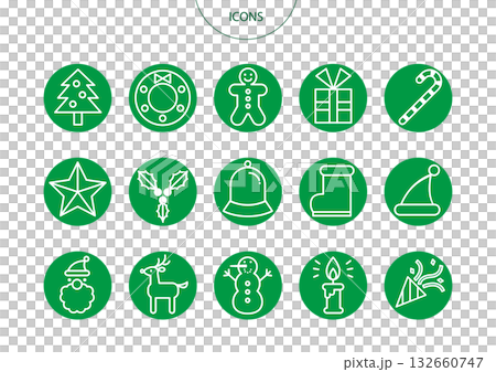 クリスマス　アイコン ピクトグラム　ベクター イラスト　セット 132660747