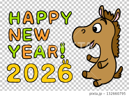 一幅馬匹慶祝2026新年的插圖 132660795