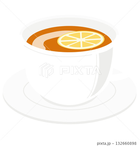 シンプルでかわいいホットレモンティーのイラスト シンプルでかわいいホットレモンティーのイラスト 132660898