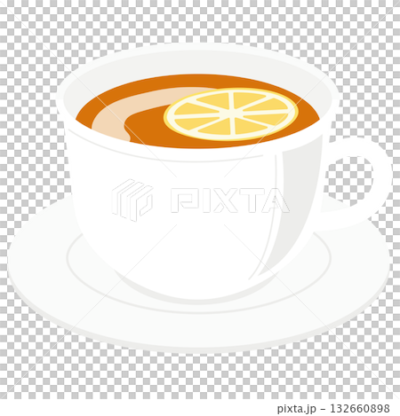 シンプルでかわいいホットレモンティーのイラスト シンプルでかわいいホットレモンティーのイラスト 132660898