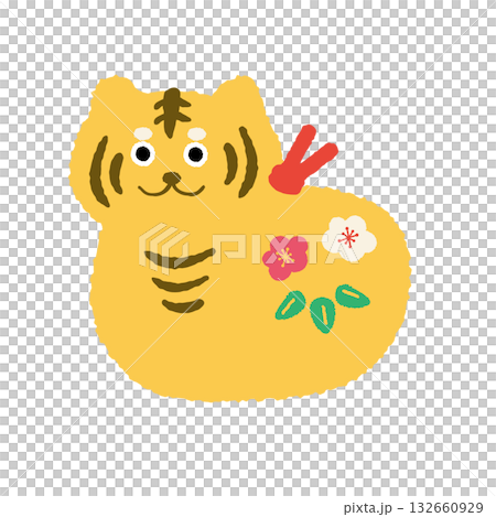 虎年人物插圖 132660929