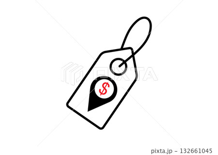 Price Tag with Dollar Sign Location Icon. 132661045