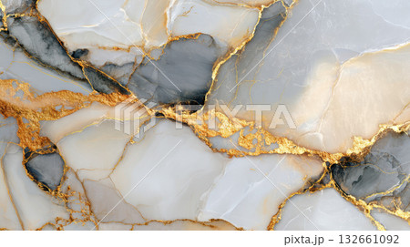 Luxury marble pattern with gold and grey veins, elegant abstract stone texture background 132661092