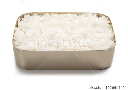 アルマイト弁当箱に詰めた白飯 アルマイト弁当箱に詰めた白飯 132661343