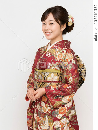 振袖を着た女性 振袖を着た女性 132661580