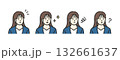 ビジネス　女性の表情アイコンイラストセット 132661637