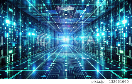 The virtual corridor of the digital world leading to infinity The virtual corridor of the digital world leading to infinity 132661660