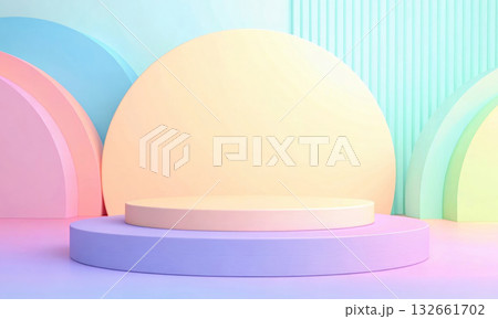 The minimalistic design of the studio highlights the shape of the podium The minimalistic design of the studio highlights the shape of the podium 132661702