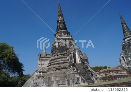 タイ アユタヤ アユタヤ歴史公園 ワット・プラ・シーサンペットの仏塔 タイ アユタヤ アユタヤ歴史公園 ワット・プラ・シーサンペットの仏塔 132662836