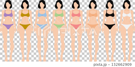 Illustration of a woman wearing underwear 132662909