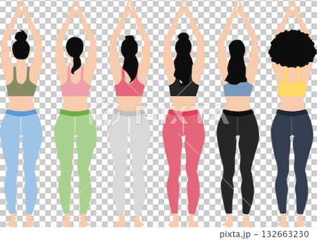 Illustration set of women doing stretching Illustration set of women doing stretching 132663230