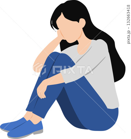 考え事をしている女性のイラスト 考え事をしている女性のイラスト 132663418