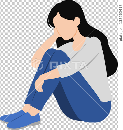 考え事をしている女性のイラスト 考え事をしている女性のイラスト 132663418