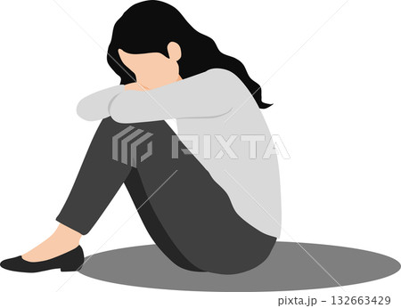 考え事をしている女性のイラスト 考え事をしている女性のイラスト 132663429