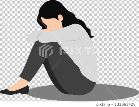 考え事をしている女性のイラスト 考え事をしている女性のイラスト 132663429