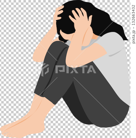 Illustration of a woman thinking Illustration of a woman thinking 132663432