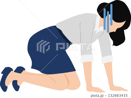 考え事をしている女性のイラスト	 132663435