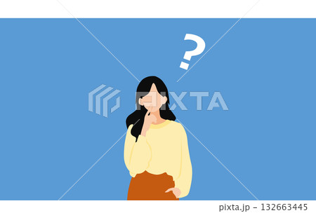 考え事をしている女性のイラスト 考え事をしている女性のイラスト 132663445