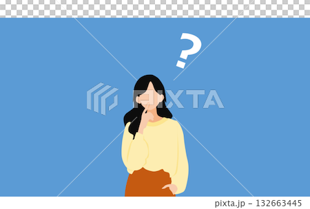 Illustration of a woman thinking Illustration of a woman thinking 132663445