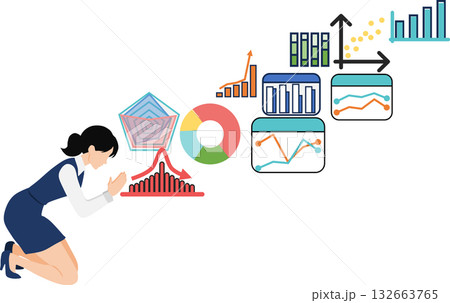 経営戦略を考えるビジネスウーマンのイラスト 132663765