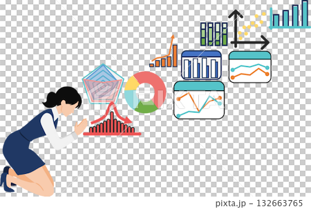 経営戦略を考えるビジネスウーマンのイラスト 132663765