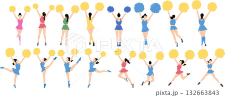 チアリーダーのイラストセット	 132663843