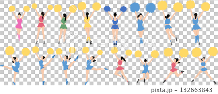 チアリーダーのイラストセット	 132663843