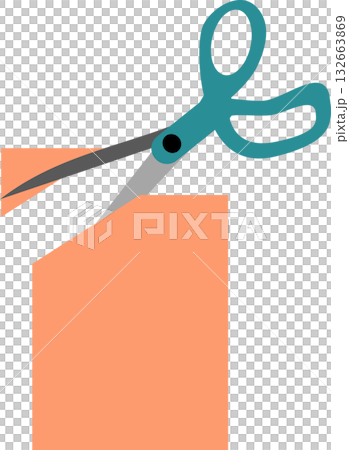 ハサミで紙を切るイラスト ハサミで紙を切るイラスト 132663869