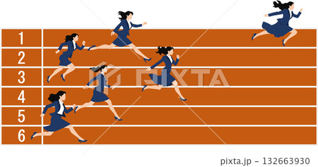 営業成績を競うビジネスウーマンのイラスト	 132663930