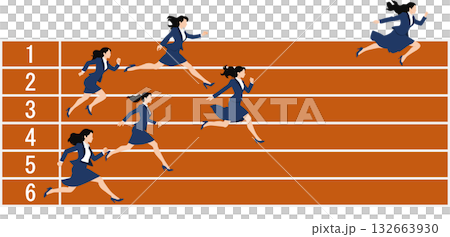 営業成績を競うビジネスウーマンのイラスト	 132663930