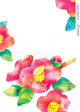 椿の花_年賀状に使える和イラスト 132663987