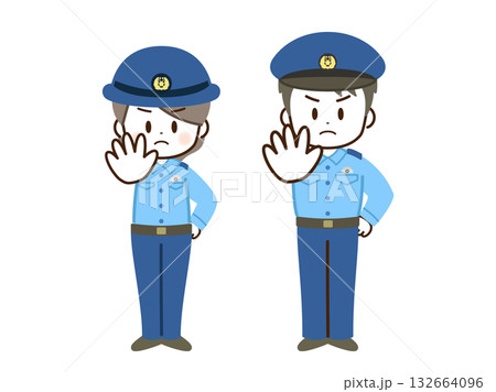 警察官_男女_フラット_STOP 132664096