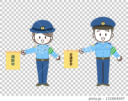 警察_男女_平面_橫幅 132664097