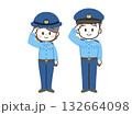 警察官_男女_フラット_敬礼 132664098