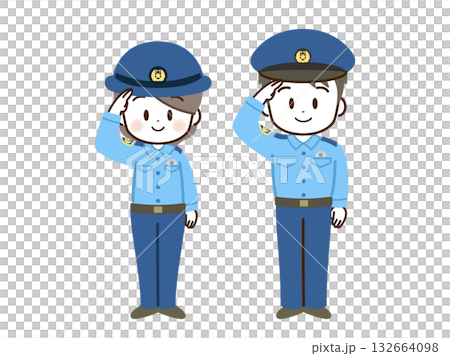 警察_男女_平地_敬禮 警察_男女_平地_敬禮 132664098