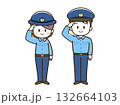 警察官_男女_線画_敬礼 132664103