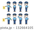 警察官_男女_線画セット 132664105