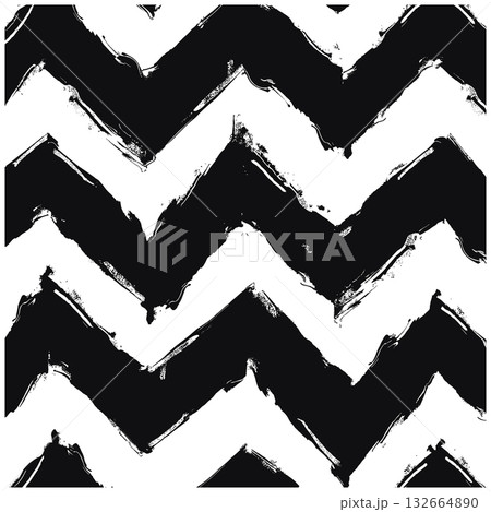 Textured black and white chevron pattern with...のイラスト素材 [132664890] - PIXTA