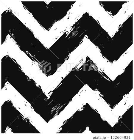Black and white abstract brush stroke chevron...のイラスト素材 [132664921] - PIXTA