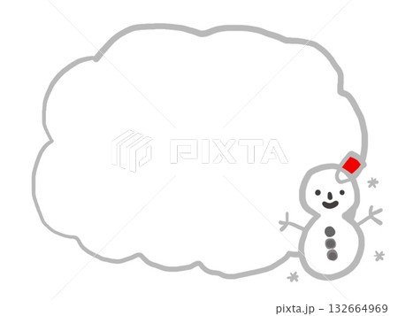 吹き出しと手を広げるかわいい雪だるまのイラスト 吹き出しと手を広げるかわいい雪だるまのイラスト 132664969