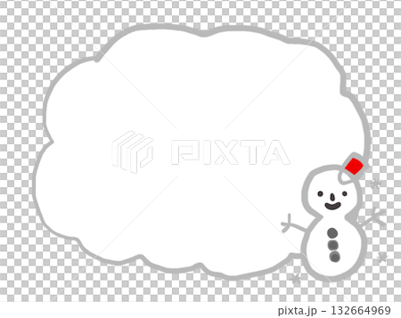 吹き出しと手を広げるかわいい雪だるまのイラスト 吹き出しと手を広げるかわいい雪だるまのイラスト 132664969