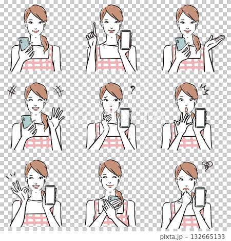 Various expressions of a woman in an apron Smartphone 132665133