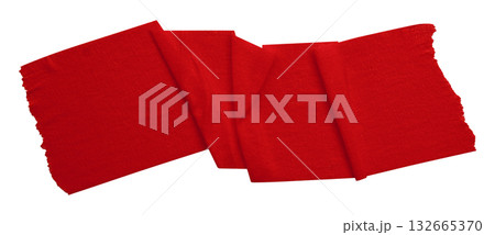 red crumpled torn tape isolated on transparent background. 132665370