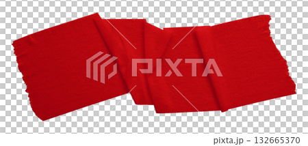 red crumpled torn tape isolated on transparent background. 132665370