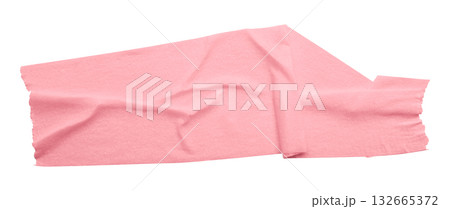 pink crumpled torn tape isolated on transparent background. 132665372