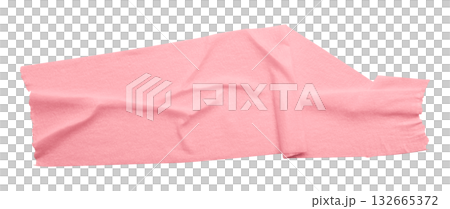 pink crumpled torn tape isolated on transparent background. 132665372