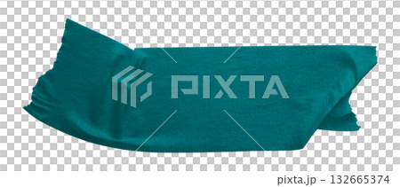 green crumpled torn tape isolated on transparent background. 132665374