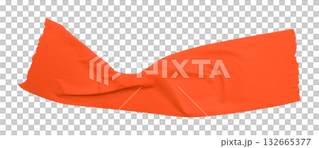red crumpled torn tape isolated on transparent background. 132665377