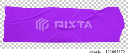 purple crumpled torn tape isolated on transparent background. 132665379